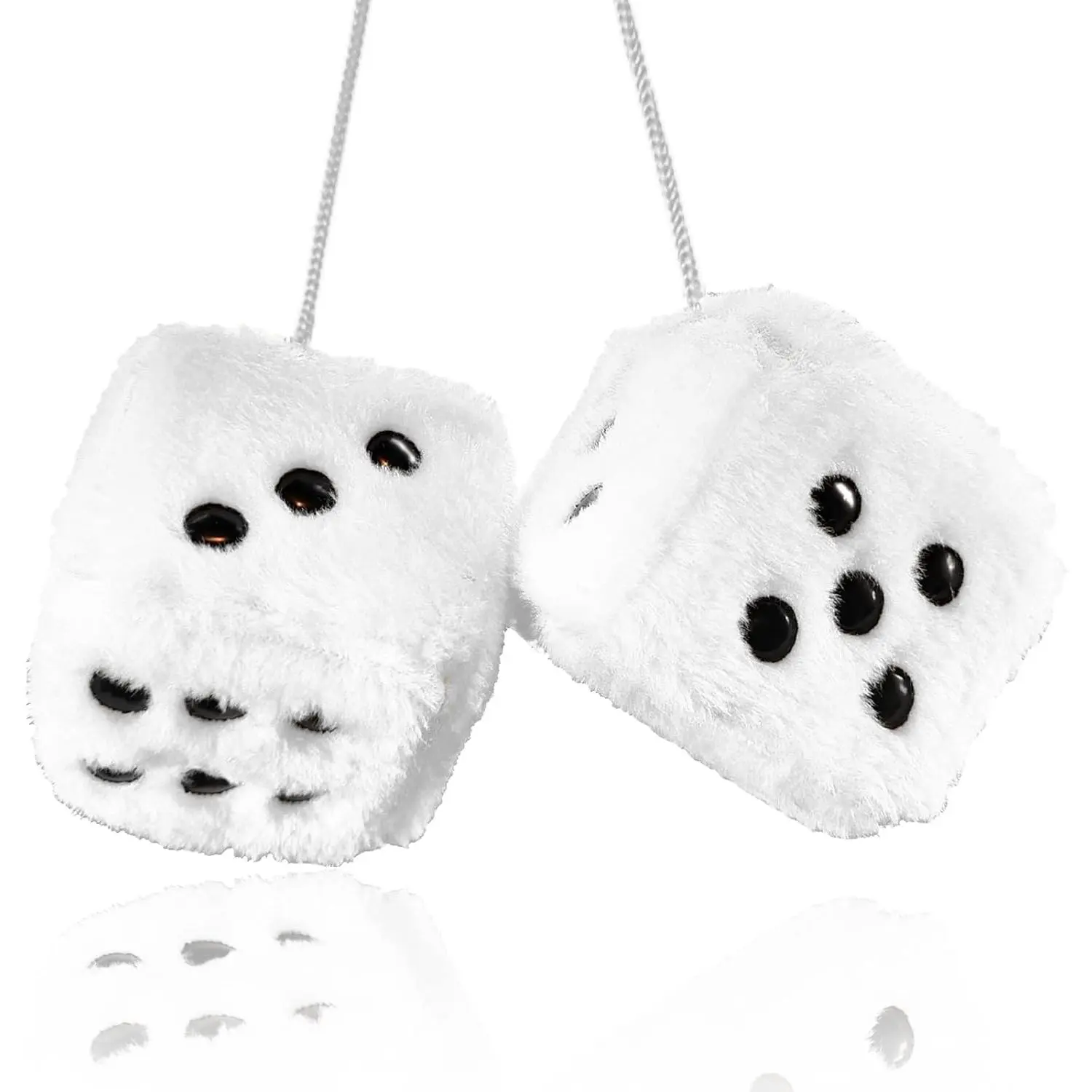 Unisex 3-in Plush Fabric Dice Car Mirror Hanging Ornament Pair, Retro White with Black Dots, Car Decorations Interior, High-Quality Gift for Baby & Maternity Costume Jewelry