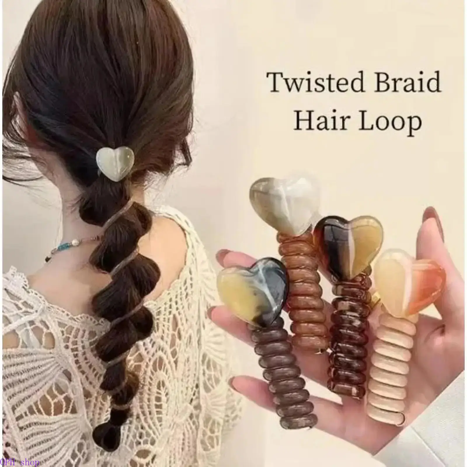 4 Pack Women All-in-One Hair Accessory Set Bubble Braid Headband Spiral Cord Hair Ties Scrunchies Ribbon Charms Gentle No-Damage Ponytail Holders Daily Casual Styling