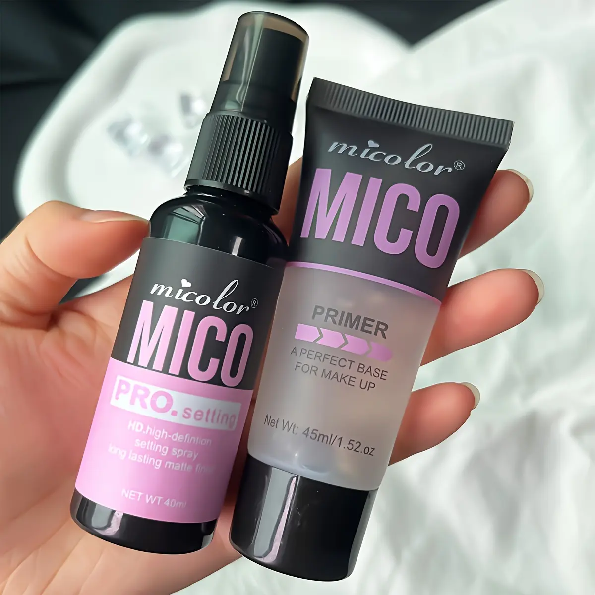 [Primer & Setting Spray] 2pcs Primer And HD Long-Lasting Setting Spray Pore Minimizing And Skin Tone Enhancing Cosmetic Set