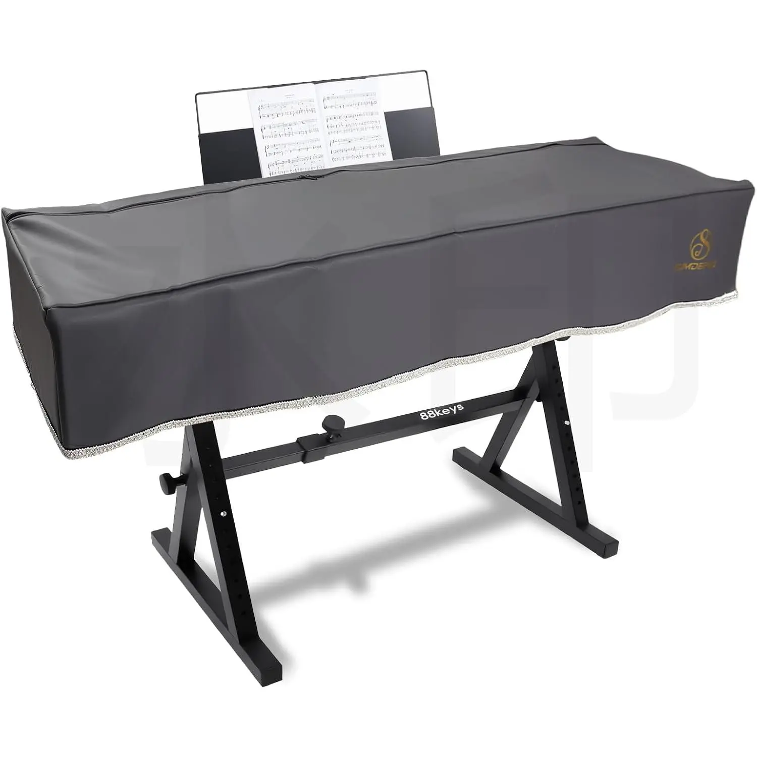 88  Digital Piano Keyboard Cover,   Oxford Fabric, Soft Plush Lining,  Zipper Design, 53x12 Inch, Black, Compatible with /Kawai/Roland/ (Grey)