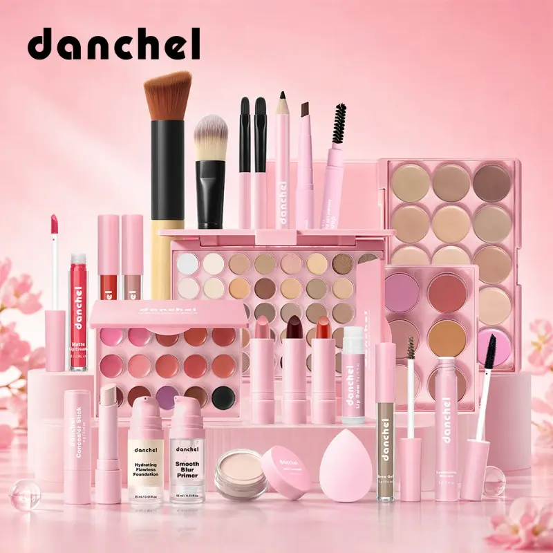 Danchel All-in-One Professional Makeup Bundle Full Face Makeup Set Eyeshadow Palette Lipstick Primer Blush Contour Cosmetic Kit Glam Makeup Set