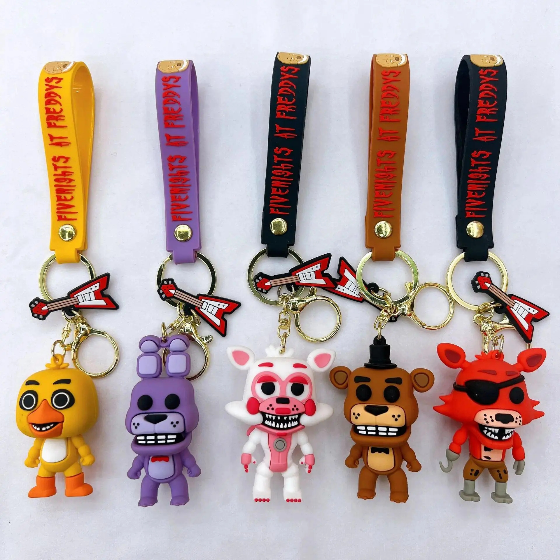2pcs Cartoon Game Action Figure FNAF Freddy's Fazbear Bear Doll Model Toy Five Nights Freddy Keychain for Kid Birthday Gift