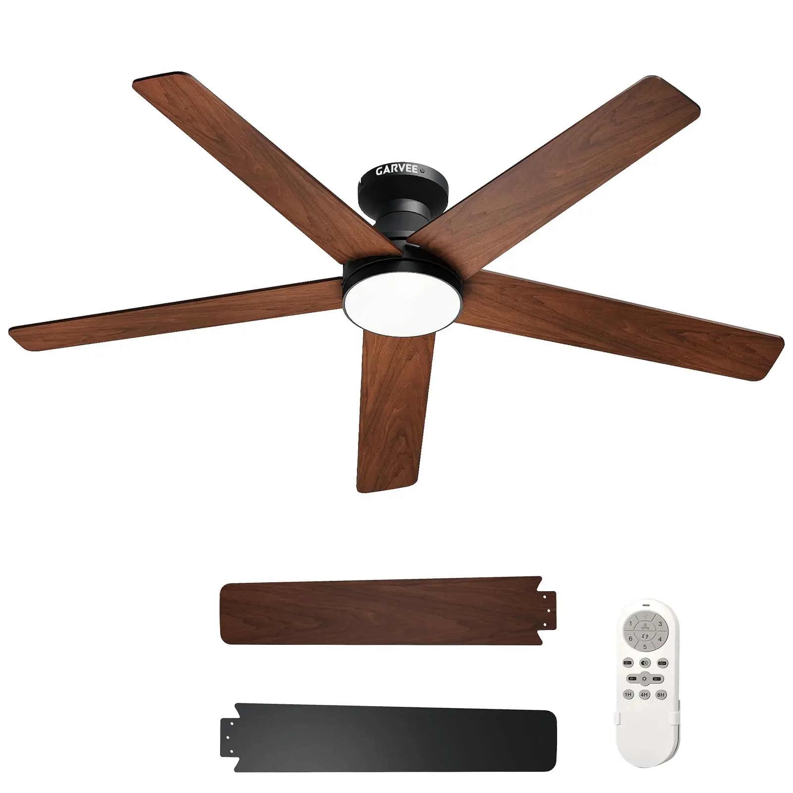 Low Profile Ceiling Fans with Lights & Remote – Flush Mount – 5 Reversible Blades – Quiet 6-Speed DC Motor – 3CCT Dimmable LED – Timer & Memory – Energy Efficient – For Indoor/Outdoor, Bedroom, Living Room, Farmhouse, Gazebo