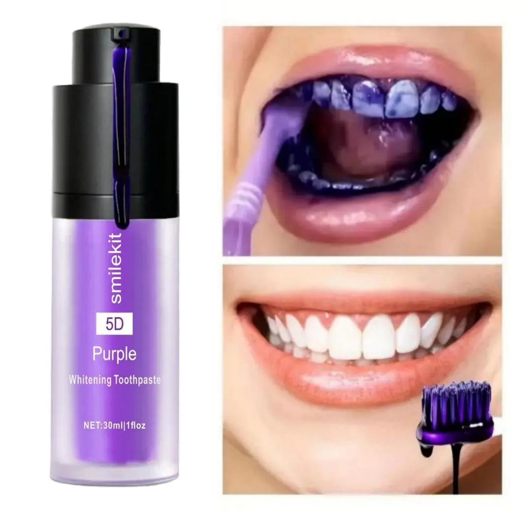 Mint Flavor, Purple Whitening Toothpaste, Light Mini Purple Toothpaste, Deep Cleaning, Mild and Spicy, Fresh Breath, Oral Cleaning Whitening Toothpaste, Travel Portable Purple Toothpaste, Home Whitening Toothpaste, Peppermint Toothpaste