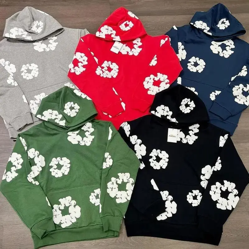 Oversized Foam Print Sweatshirt Y2K Hip-Hop Street Style Unisex Pullover Casual Top Womenswear Hoodie
