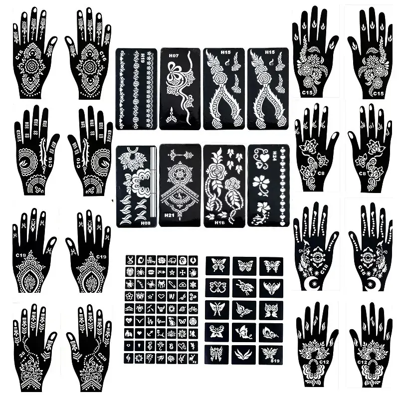 1Set Hollow Tattoo Stencil, Hand-drawn Waterproof Long Lasting, Unisex Portable Tattoo Template