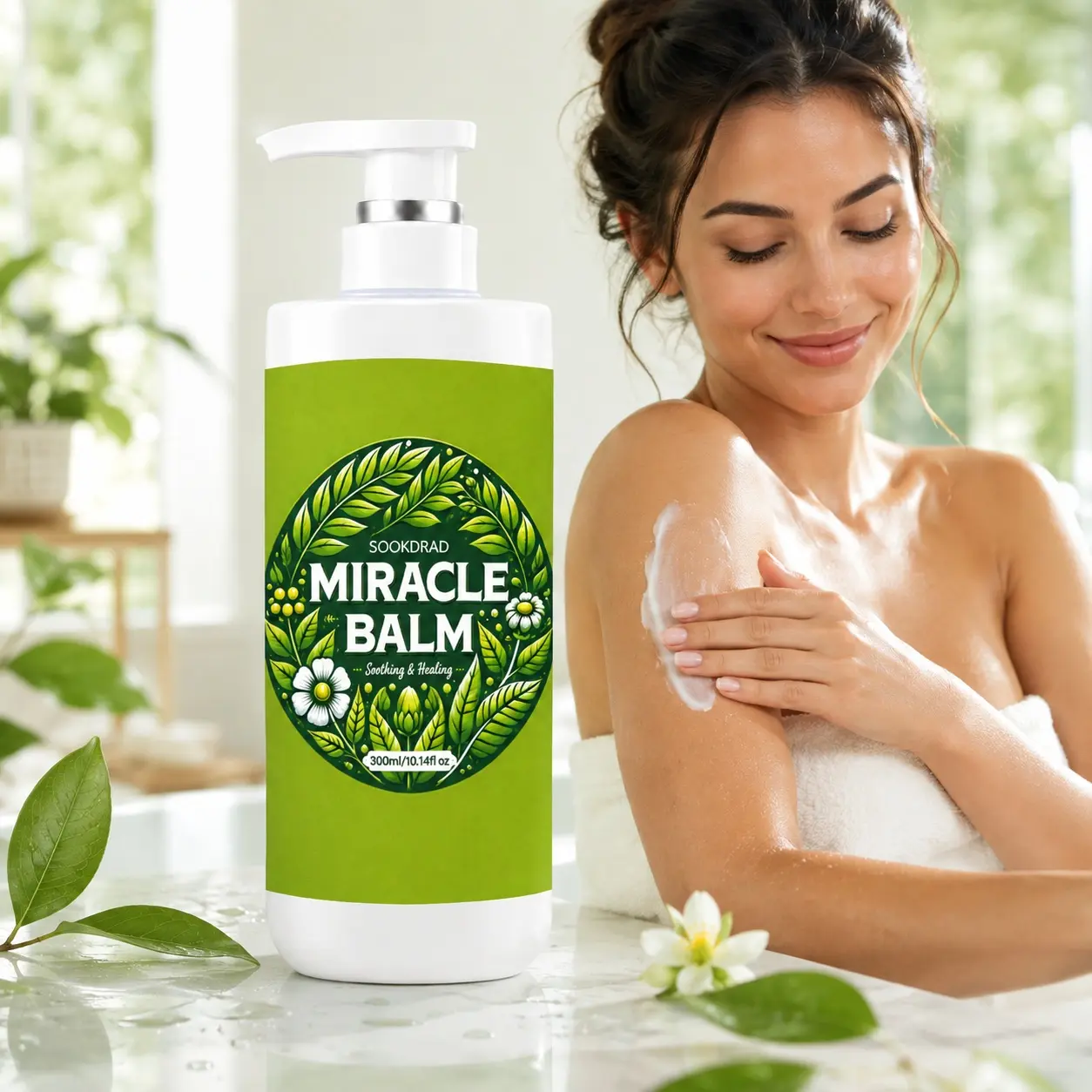 Miracle Balm, natural plant extracts, soothing, healing, body care product, suitable for all skin types, daily care, 300ml/10.14fl oz
