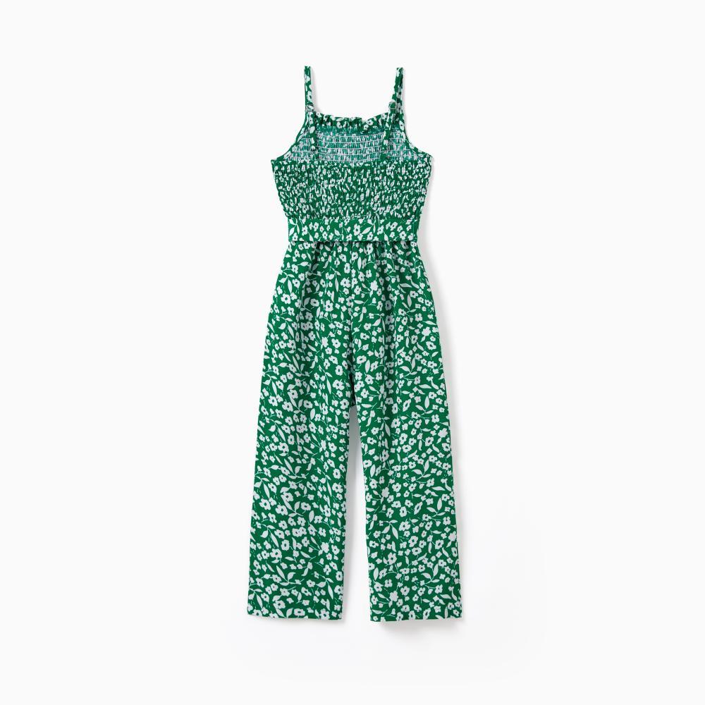 PatPat Matching Floral Print Green Smocked Strap Jumpsuits for Mommy and Me PatPat Matching Floral Print Green Smocked Strap Jumpsuits for Mommy and Me