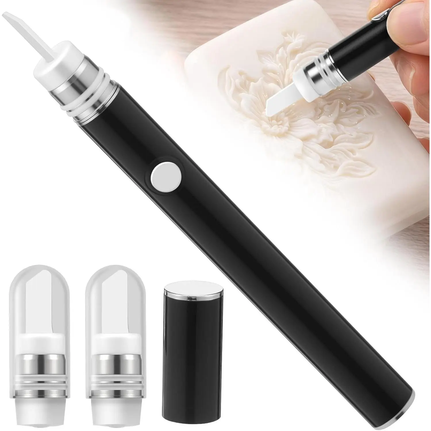 Electric Hot Knife Heat Tool – Portable Ceramic Heated Tip Pen with 2 Extra Blades, Cordless Rechargeable Cutting Tool Kit for Soap, Candle, Honey, and Plastic (Kit)