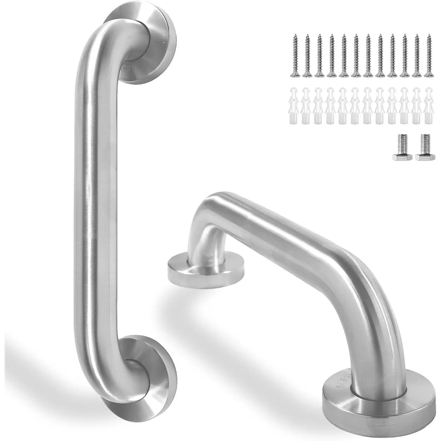 2 Pack 12 Inch Shower Grab Bar, 1.25" Diameter 304 Stainless Steel Brushed Nickel Bathroom Safety Grab Bar for Bathtubs and Showers, Handicap Grab Bar for Seniors Elderly