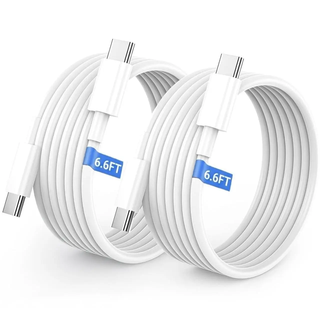 USB-C to USB-C 60W    [2-Pack, 6.6ft] – Type C Long Charger Cord for  17/Air/16/16e/15/Pro/Plus/Pro Max,for MacBook Pro/Air,for iPad Pro12.9/11in,Air 4/5,Mini 6/7