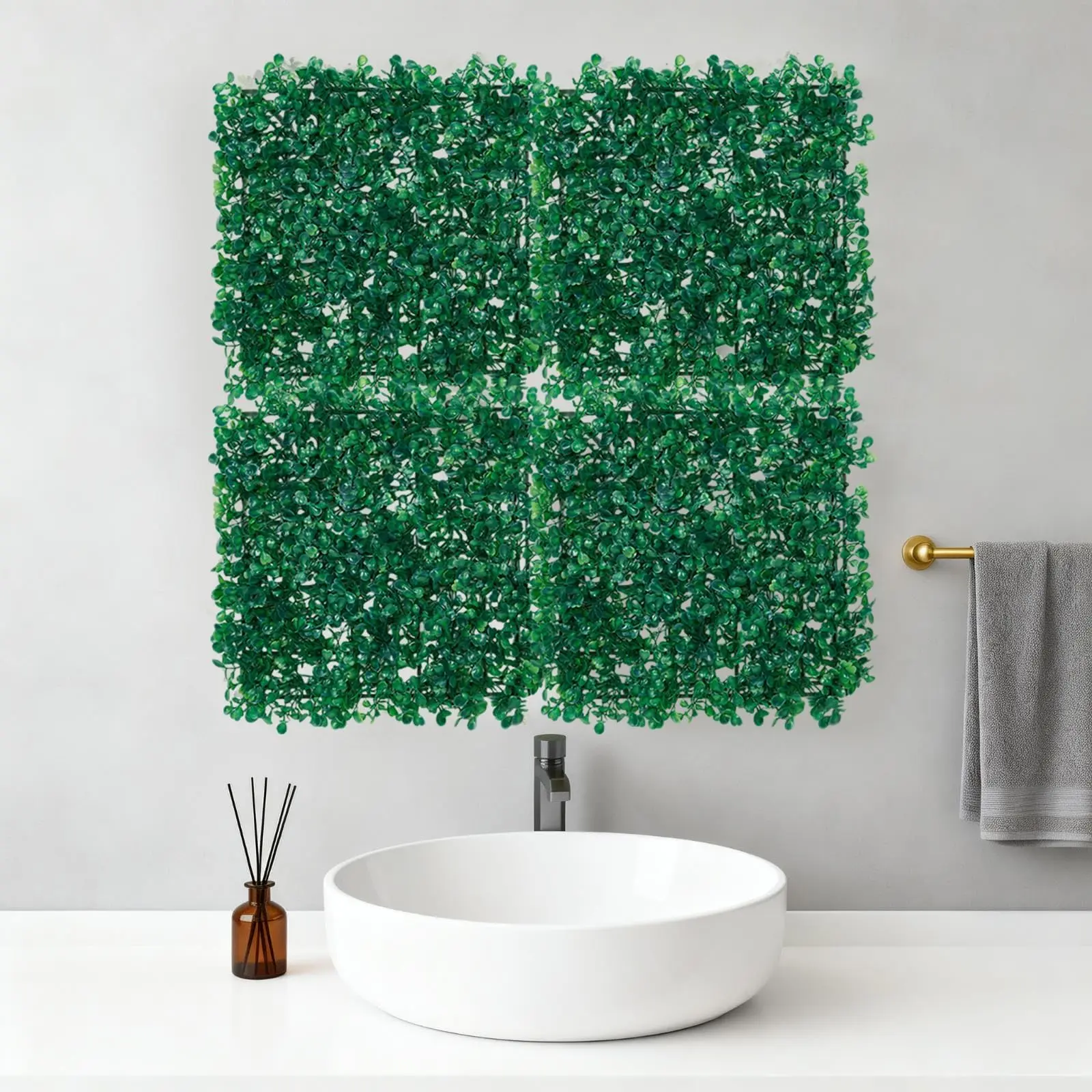 Garvee Artificial Greenery Wall Panels, 12 Pack 10x10in & 24 Pack 20x20in, Lifelike Faux Plant Backdrop, Easy Install, Indoor Outdoor Decor, Maintenance-Free