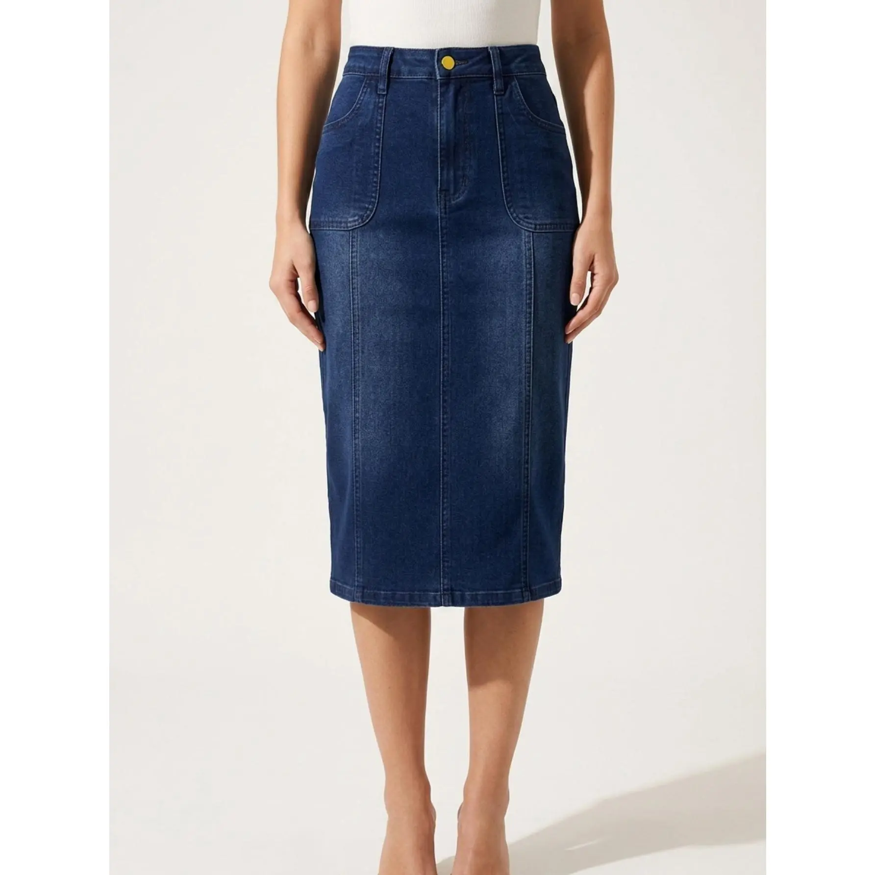 Women's Denim Mid-Waist Half Skirt - Summer Autumn Fashion, Comfortable Casual Elegant Bottom for Daily Use, Dating, Denim Skirt