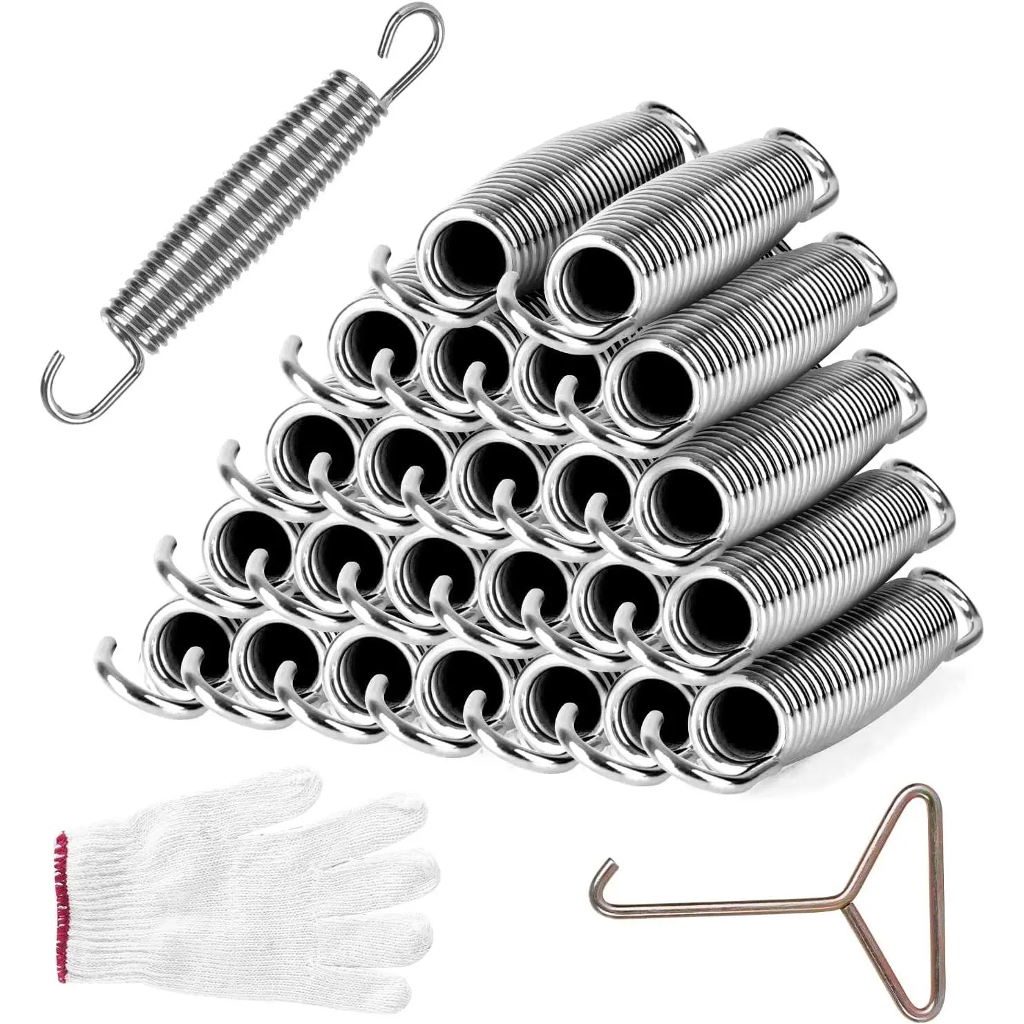5.5/6.5/7 Inch Heavy Duty Stainless Steel Universal Trampoline Replacement Springs, Weather-Resistant Replacement Parts Includes Install Tool and Gloves