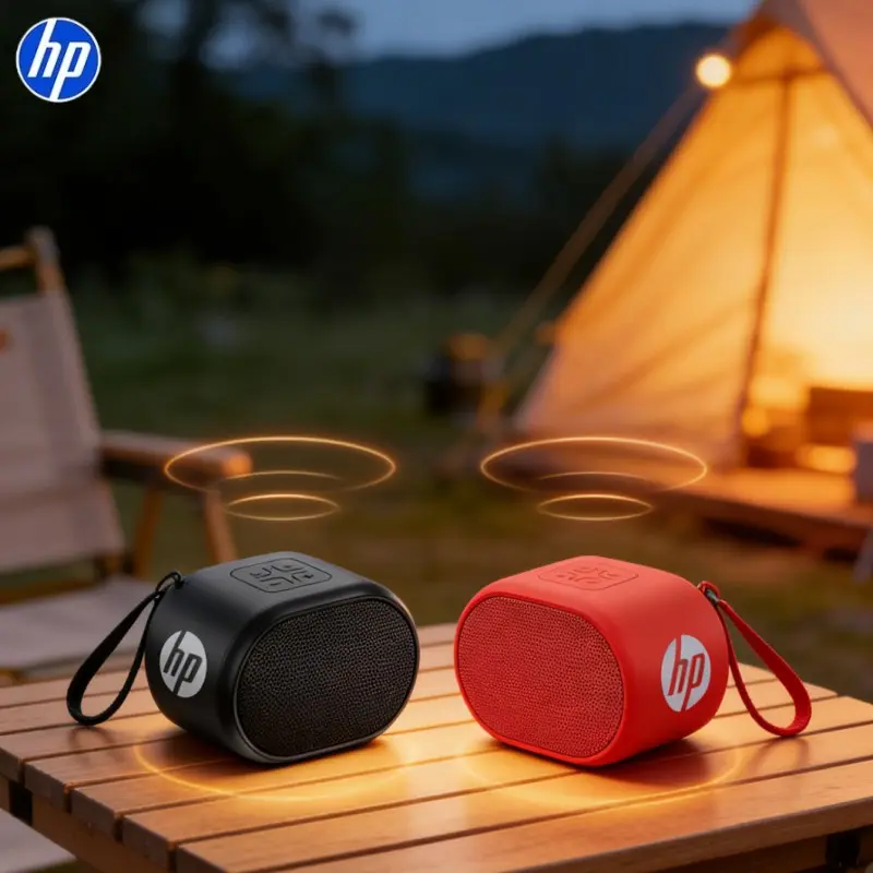 Hp Wireless Bluetooth-compatible Portable Speaker, Waterproof, Bass Boost, 20 Hours Battery Life, Hands-Free Call, Outdoor Use, Lightweight Design