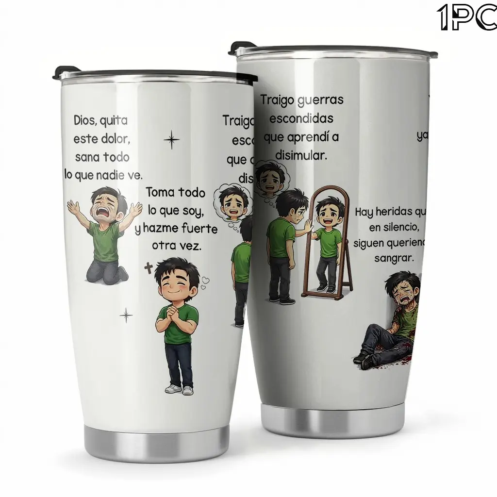 20oz Stainless Steel Thermos Cup, God Heals Wounds, Coffee Cup, Tumbler, Travel Mug, Insulated Print Cup, Gift for Him or Her