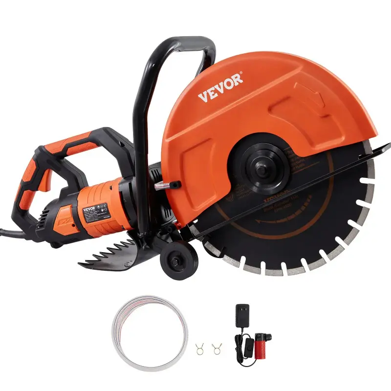 【DealsForYouDays】VEVOR Electric Concrete Saw 16/14/12/9 in 3200/1800 W 15 A Motor Circular Saw Cutter with Max. 6 in Adjustable Cutting Depth   Wet Disc Saw Cutter Includes Water Line Pump and Blade for Stone/Brick Construction, Debris Prevention, Double