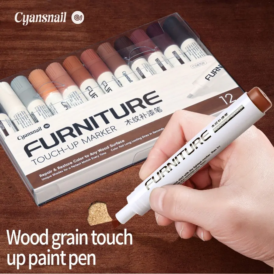 Wood Grain Furniture Scratch Repair Pen, Floor Door Instrument Furniture Color Restoration, Home Wood Door Repair Paint Brush