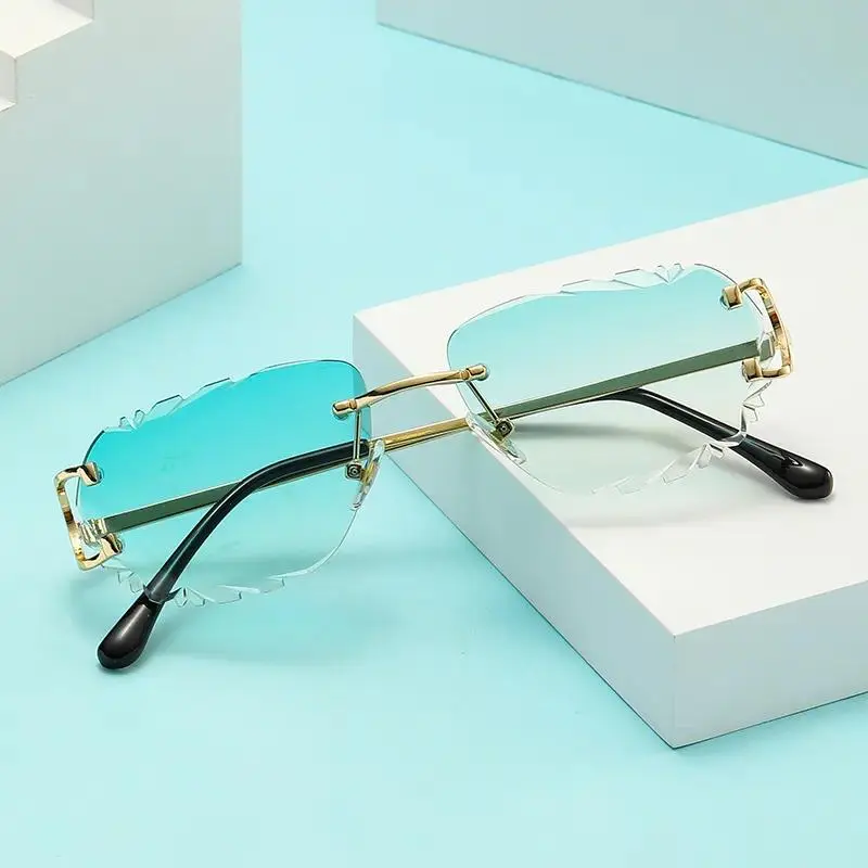 Unisex Retro High-End Frameless Sunglasses - UV400 Irregular Cut Lens Trendy Casual Eyewear, Retro Men's Frames, UV400 Men's Frames for Women