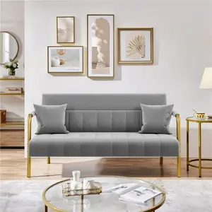 56.5" W Modern Upholstered Loveseat - 2-Seater Cozy Sofa, Comfy Sofa Couch with 2 Pillows, Luxurious Velvet Fabric for Bedroom, Home Office