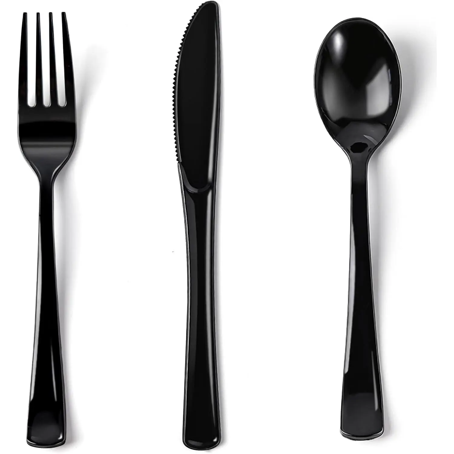 200 count Black Plastic Silverware, Heavy Duty Black Plastic Cutlery Set Disposable Flatware Dinnerware, 100 Forks, 50 , 50 Spoons for Outdoor Events, Party, Wedding and Daily Use
