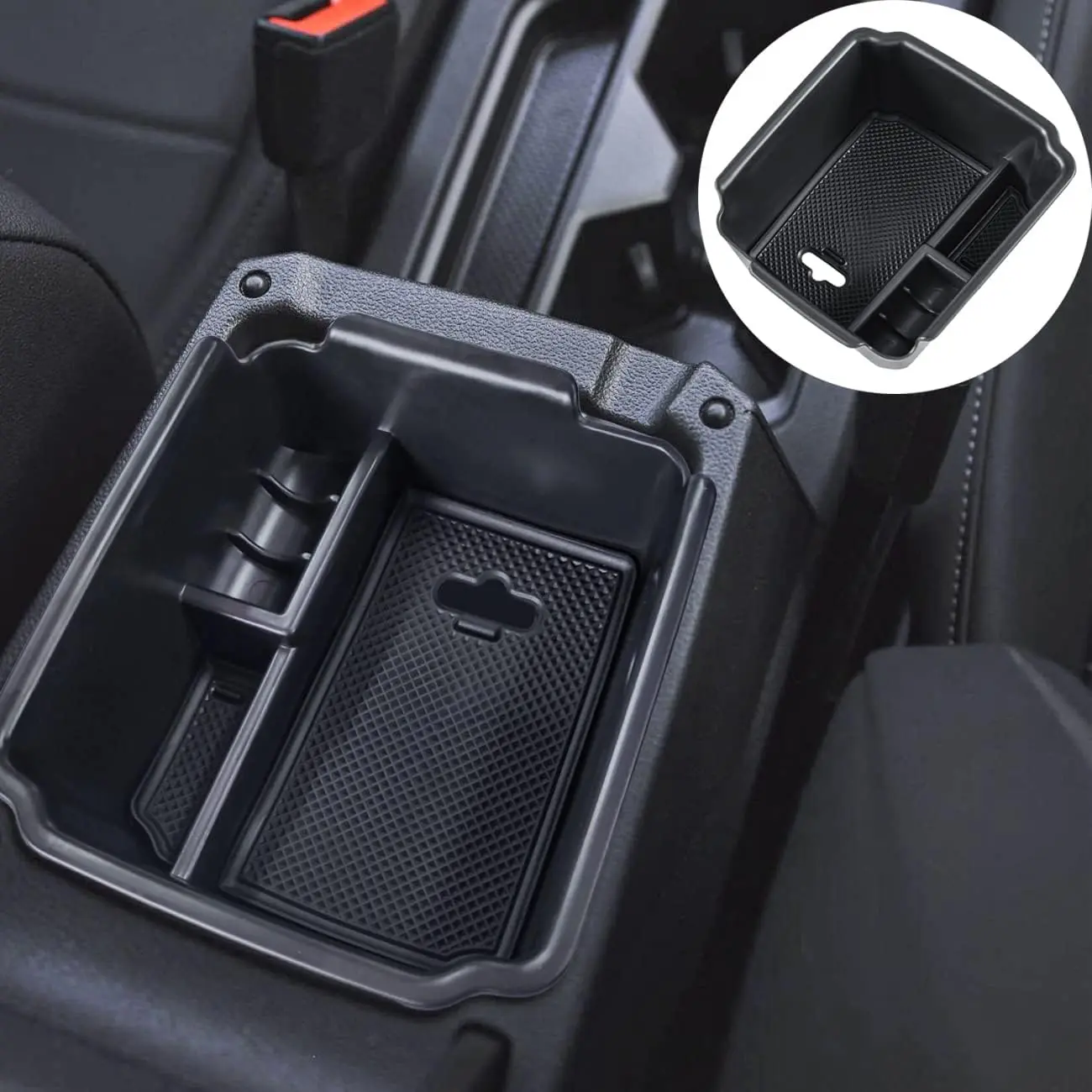 Center Console Organizer For 2022-2024 Taos and 2018-2024 Tiguan | Taos and Tiguan Accessories Armrest Secondary Storage Box, Interior ABS Insert Glove Box Tray,Black
