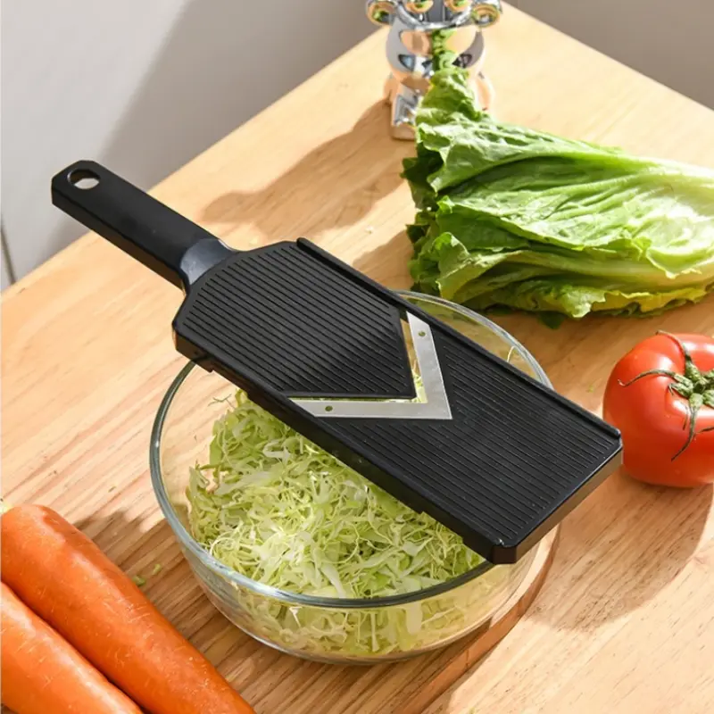 Handheld Mandoline Slicer - Black Cabbage And Lettuce Shredder for Salad, Fast Thin Slicing Vegetable Cutter, Safe Grip Kitchen Gadget for Quick Prep