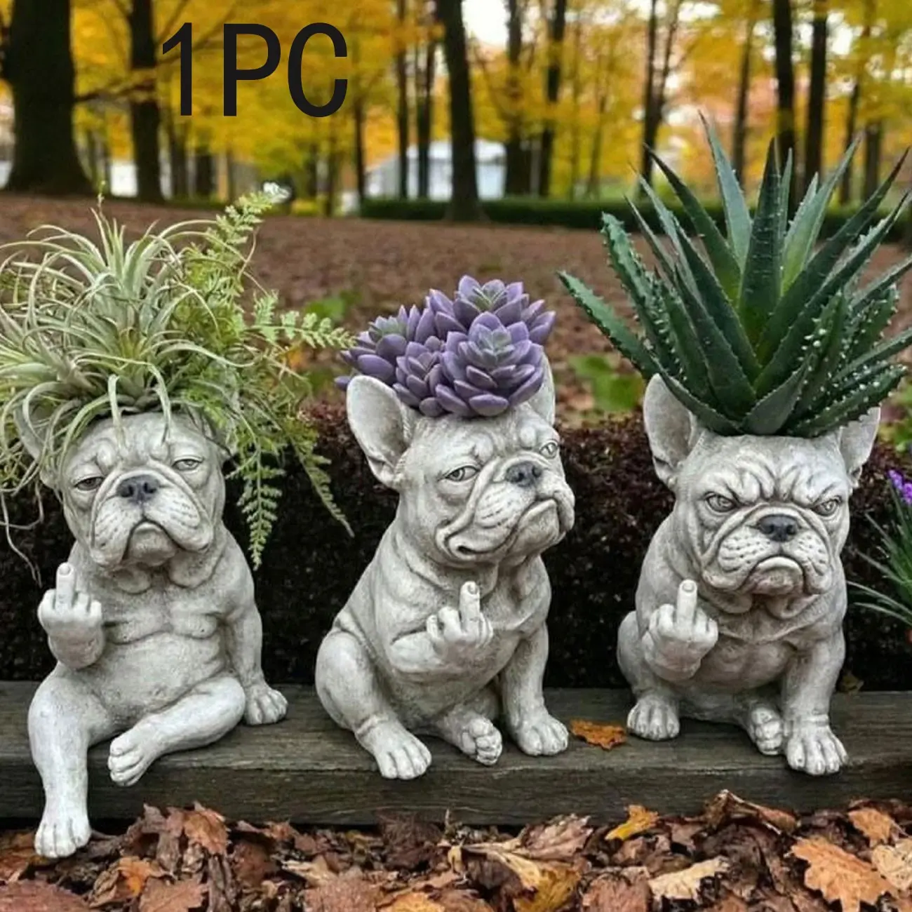 Bulldog-shaped landscape flower pot, an indoor and outdoor dual-purpose flower pot for home decoration, suitable for planting succulent plants, flowers, and herbs. It is not only a great gift for gardening but also a home decoration item.