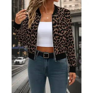 Women'S Autumn And Winter Leopard Print Baseball Jacket