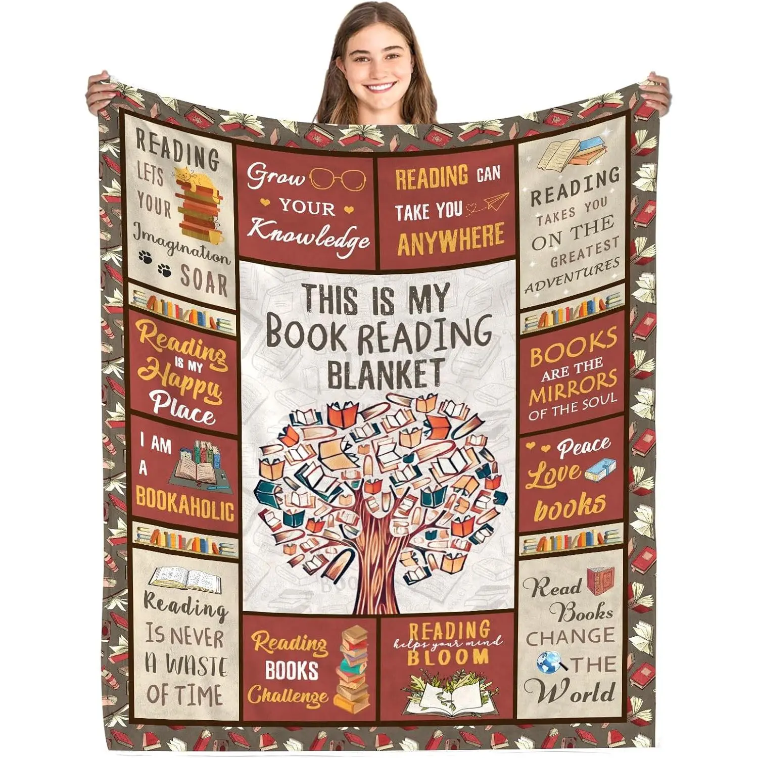 Book Lovers Gifts Blanket, Gifts for Books Lover Women, Reading Blanket for Books Lover, Librarian Present for Women Ideas Christmas Birthday Graduation, Book Club Gifts, Best Bookworm Gifts