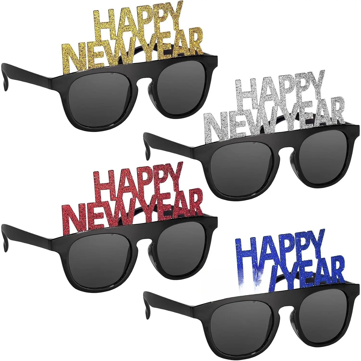 Happy  Year Glasses Pack of 4 – Glitter Party Sunglasses for Adults &  2026 Celebration Supplies