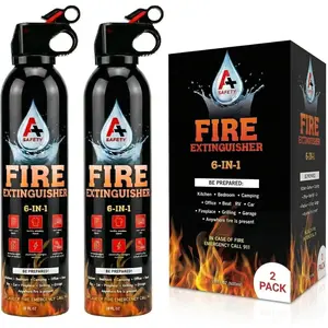 Aerosol Fire Extinguisher 2-Pack, Non-Toxic Water-Based Spray for Garage, RV, Boat, E-Bike Charging, Grill & Glovebox, Compact Backup to Your Home Extinguisher