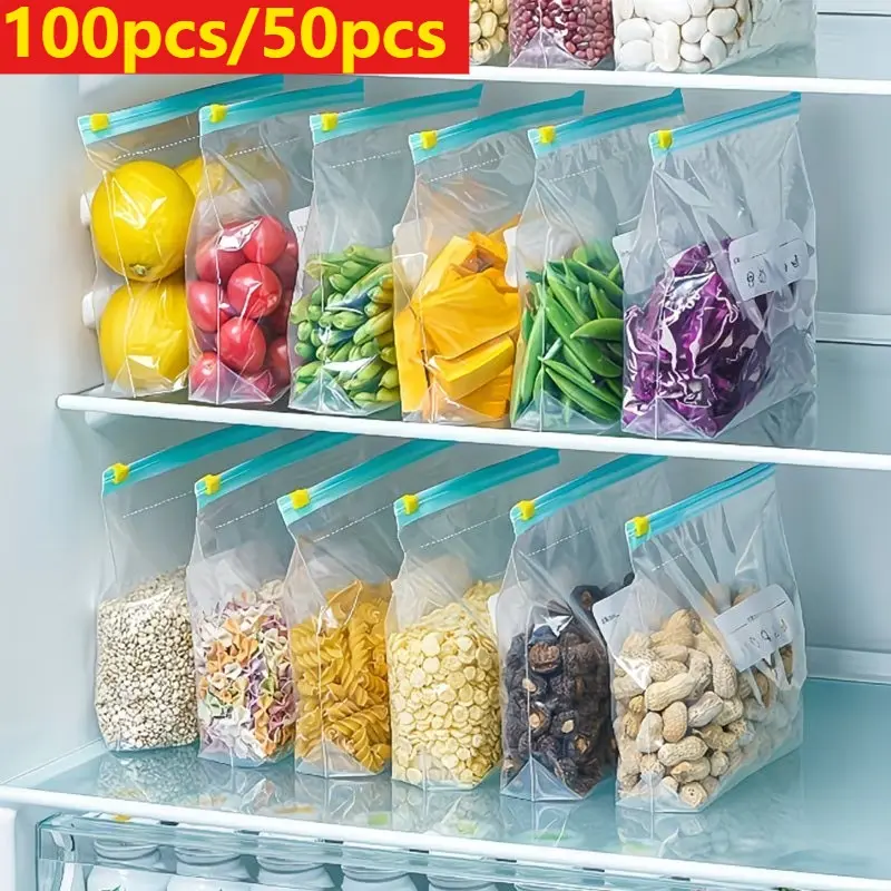 Food Grade Reusable Durable Zipper Bags, Ideal for Fruits, Grains, Vegetables, Meat, Kitchen Storage Containers, Christmas Gift Bag