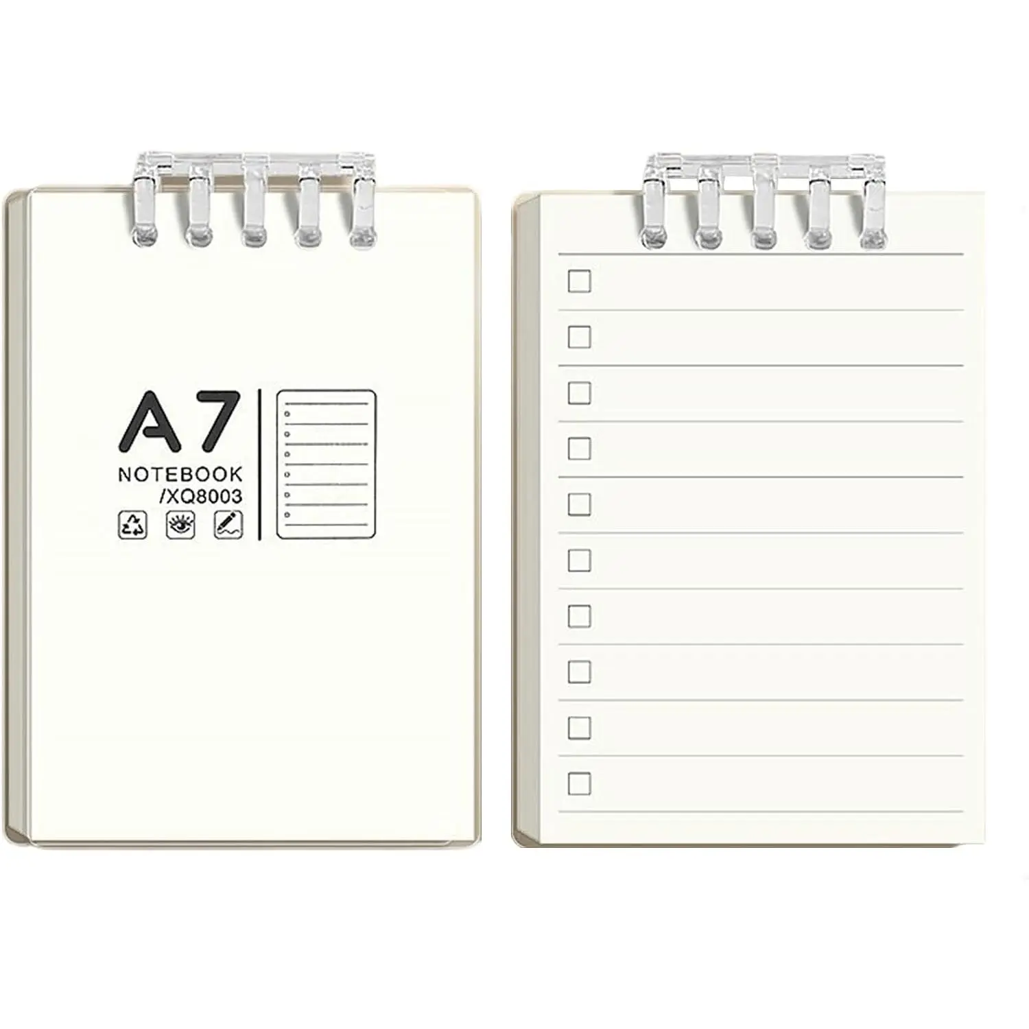 A7 Size Polypropylene Spiral Notebook - Double-Sided, Refill-Ready, Pocket-Sized Loose-Leaf Office Stationery for Women/Men