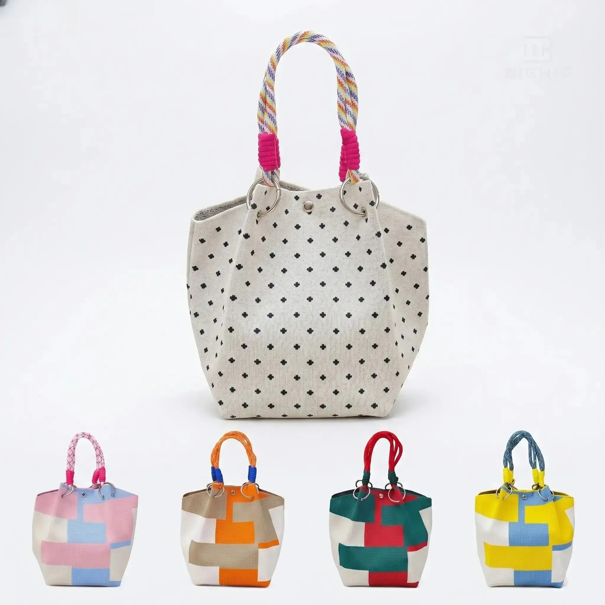Women's Compact Aesthetic Knitted Top-Handle Handbag, Minimalist Crochet Fabric Purse, Small Chic Casual Shoulder Bag for Summer Beach Holiday Gift