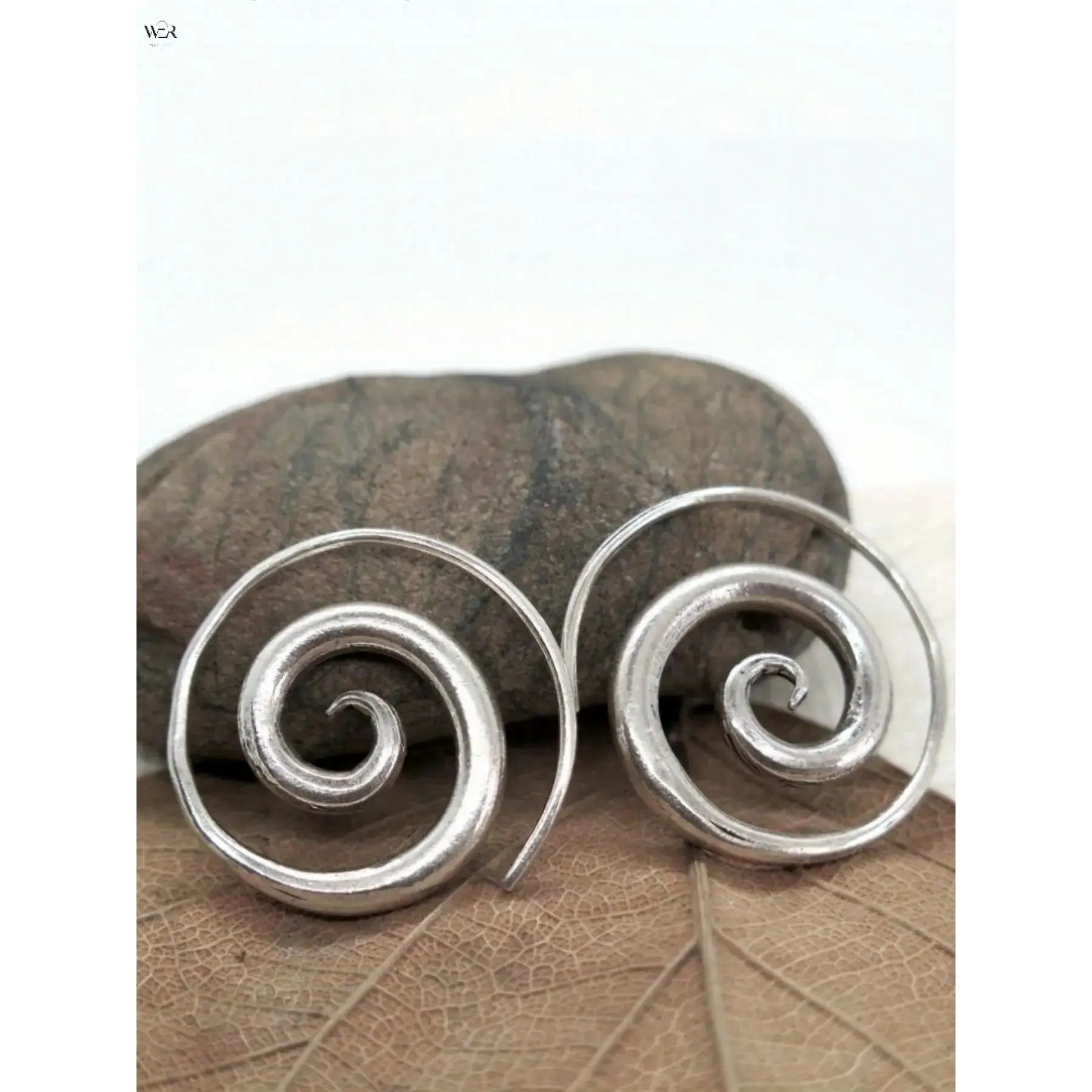 Women's Minimalist Silver Double Spiral Swirl Open Coil Hoops - Lightweight Statement Ear Stacking Earrings, Modern Costume Jewelry for Daily Streetwear, Party Wear Gift, 2.3Cm Height, 2.5Cm Outer Diameter, 6G, Ava