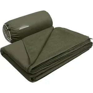 Outdoor Blanket with Merino , Extra Thick Warm, Windproof, Packable Stadium Blankets for Cold Weather, Camping , , , Picnic, Concerts, 79" x 59", Olive