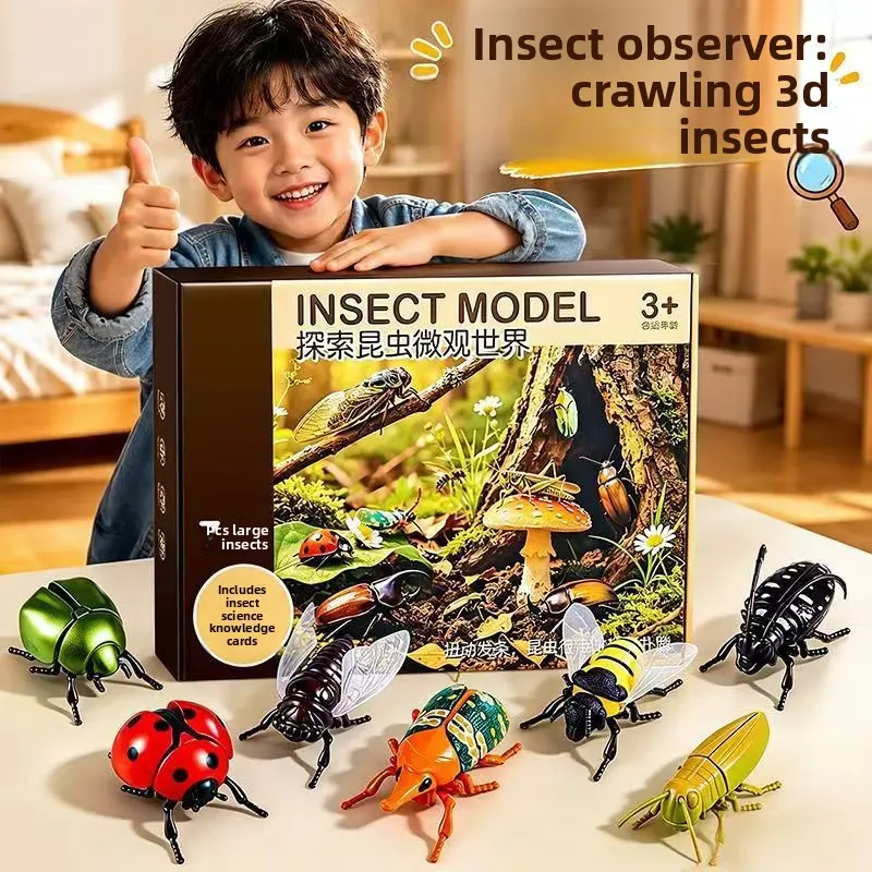 Unisex Children's Rhinoceros Beetle Simulation Wind-Up Toy, 3+ Years Insect-Themed Developmental Toy with Crawling Action, Creative Prank Model Figure