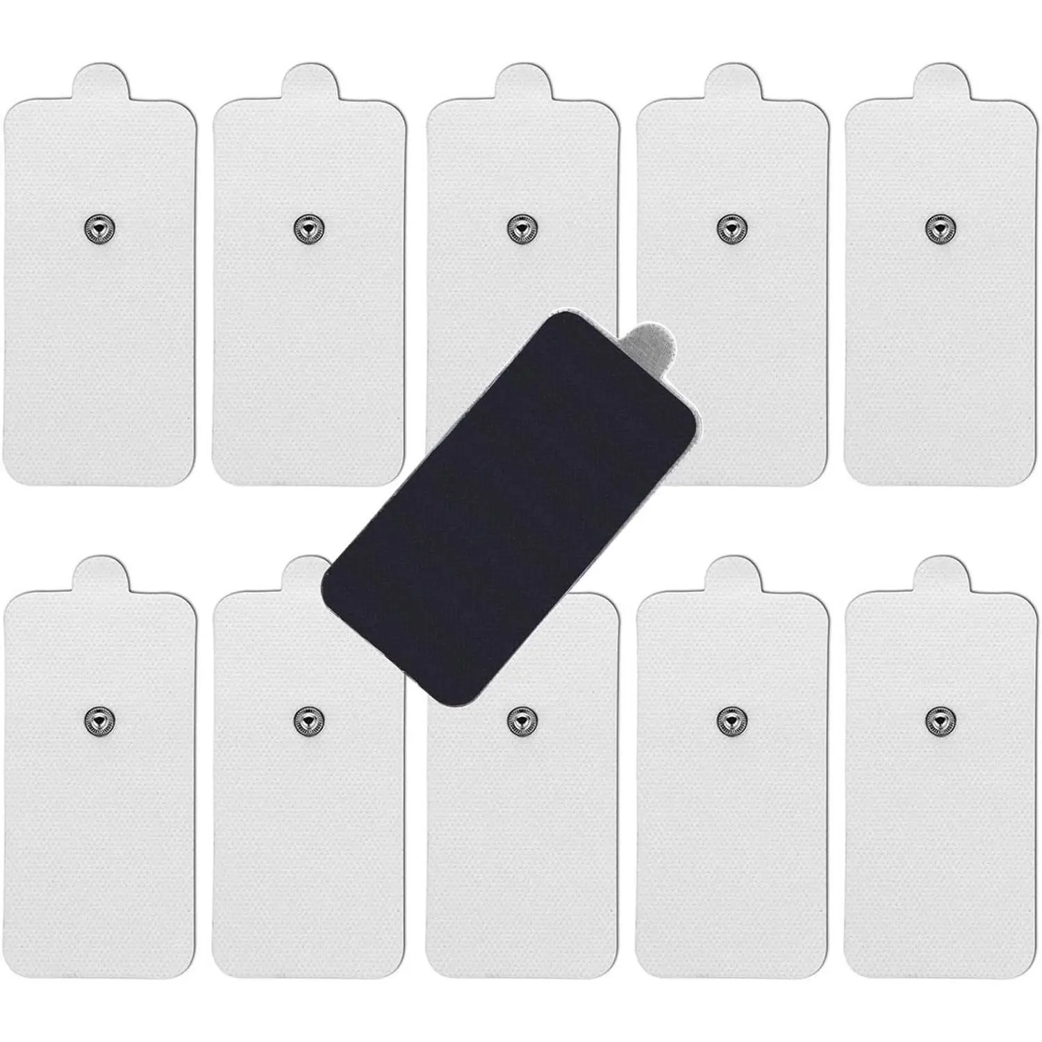 10-Pack Large TENS Electrode Pads - 3.5mm Snap Connectors - High Conductivity, Reusable Electrodes Pads for TENS Massager and Muscle Stimulation
