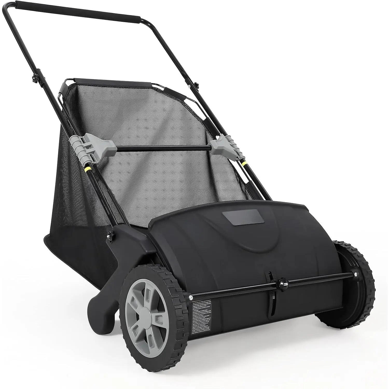 21-Inch Walk-Behind Garden Lawn Sweeper with Ergonomic Push Design, 2 Spinning Brushes, Heavy-Duty Thick Steel Construction, 3.5 Cu. Ft. Mesh Collection Hopper Bag, Quick-Clip Assembly, Leaf & Grass Collector for Driveways, Lawns