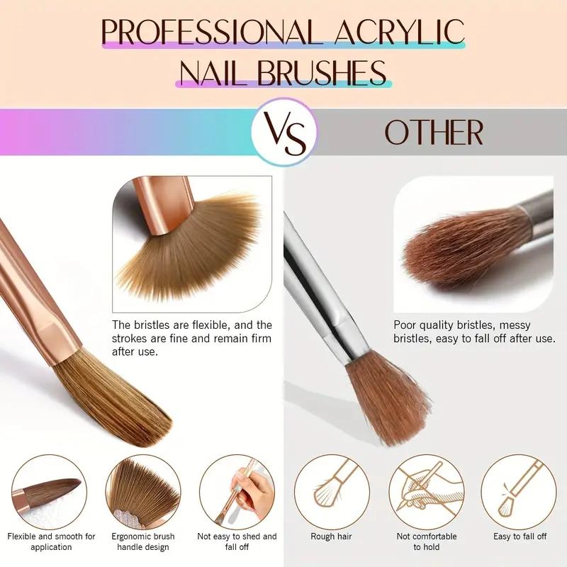 Professional Nail Art Brush Set, 6pcs/set Multifunctional Acrylic UV Gel Nail Polish Brush, DIY Nail Art Tool for Home Salon Use, Manicure Brush