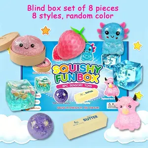 8-Piece Set Squishy Box, Malt Sugar Stress Relief Fidget Toys, Sensory Bundle, Creative Slow-Return Squishy, Party Gift, 8 Different Styles