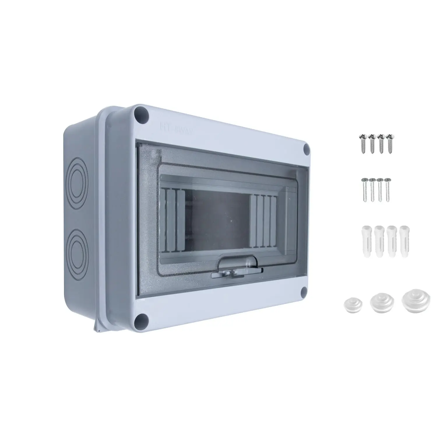Distribution Protection Box IP65 Waterproof, 8 Way Circuit Breaker Box with Din Rail, ABS Plastic Transparent Cover Electrical Breaker Box Enclosure for Indoor Outdoor Wall Mount