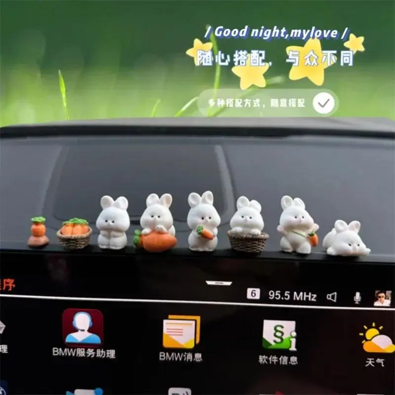Fun Mini Duck Bunny Chicks Car Ornaments Cute Dashboard Rearview Mirror Decor Auto Interior Home Gift Accessories