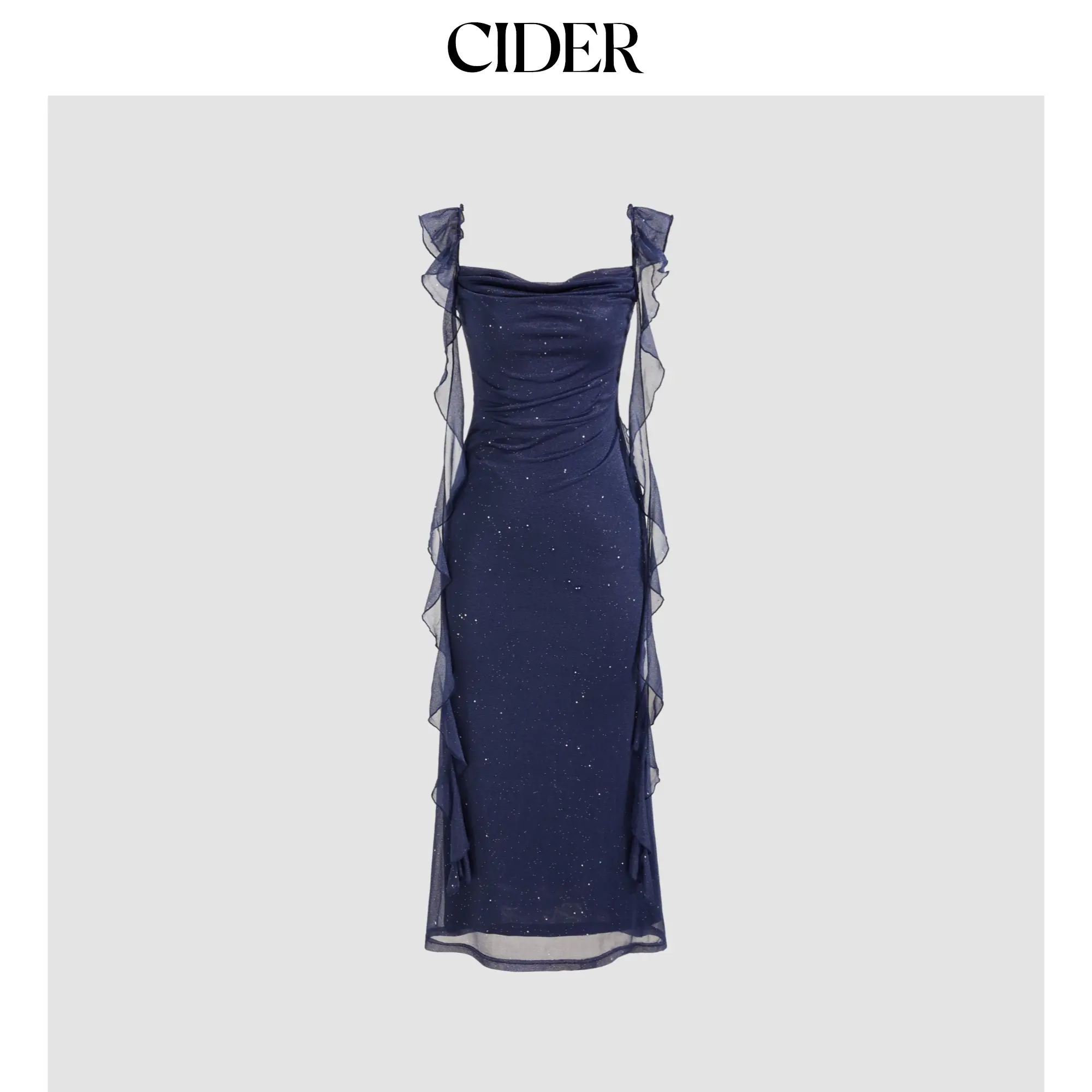 Cider Cowl Neck Solid Glitter Ruffle Hem Maxi Dress – Lined & Light Weight Sleeveless SummerFinds