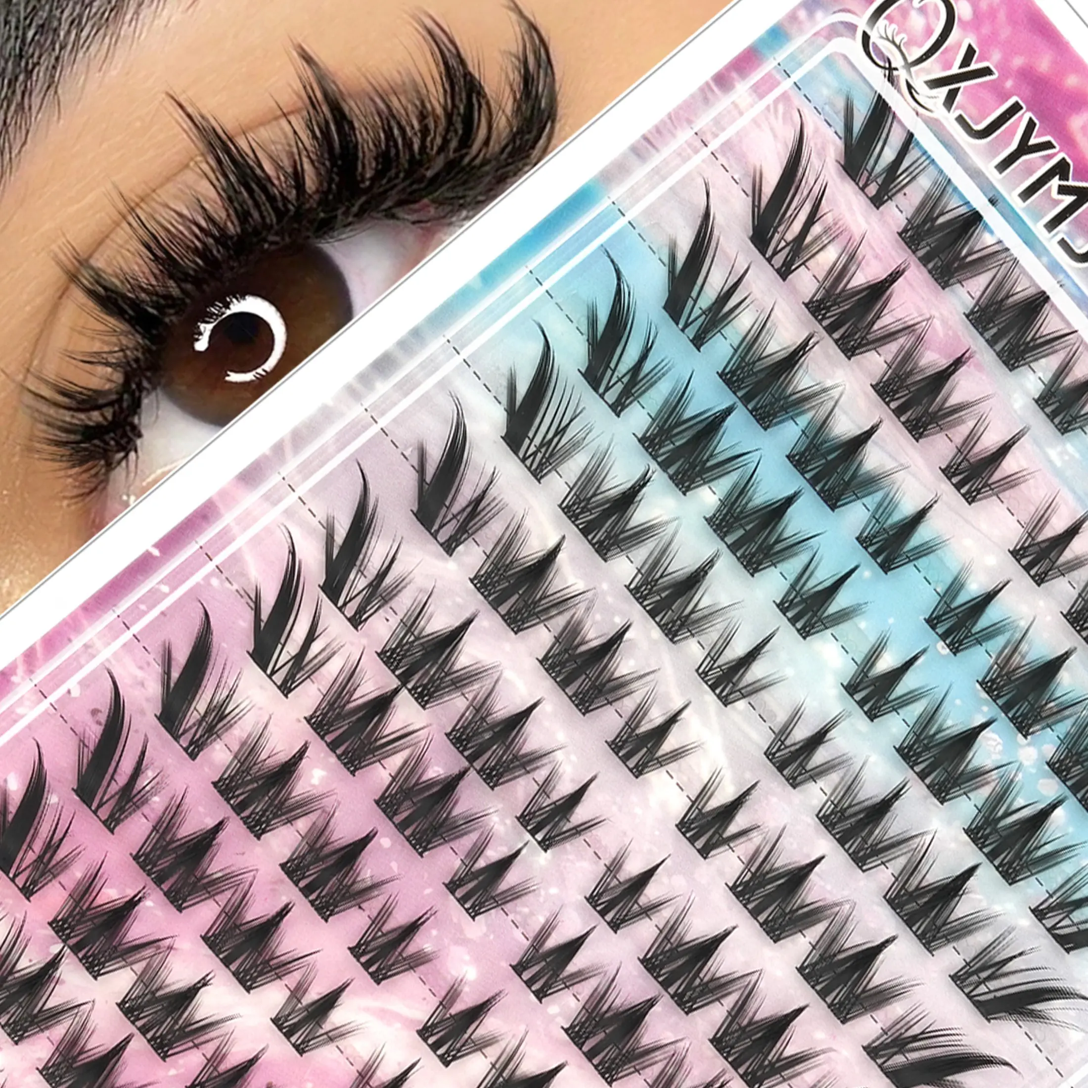 Korean Style Cluster False Lashes, 104 Clusters Dog Eye Design, Long-Lasting Effect, Suitable for Beginners, Selfies, Dates