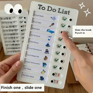 1pc Home Daily Planner with 1 Colorful Card+10 Blank Card. Sliding Task Tracker for Daily Chores Management with Sliding Knob Responsibility Chart for Household Tasks. Portable Daily To-Do List Suitable for Home, Office, And Travel