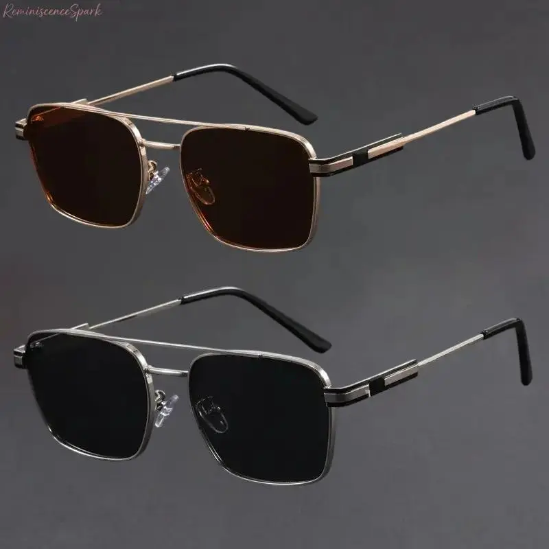 XUH 2 Pack Men's Retro Aviator Sunglasses, Lightweight Double-Bridge Metal Frame with UV400 Anti-Glare Lenses for Everyday Use, Men's Sunglasses, Nylon, Broad Spectrum Uv Protection Men's Sunglasses