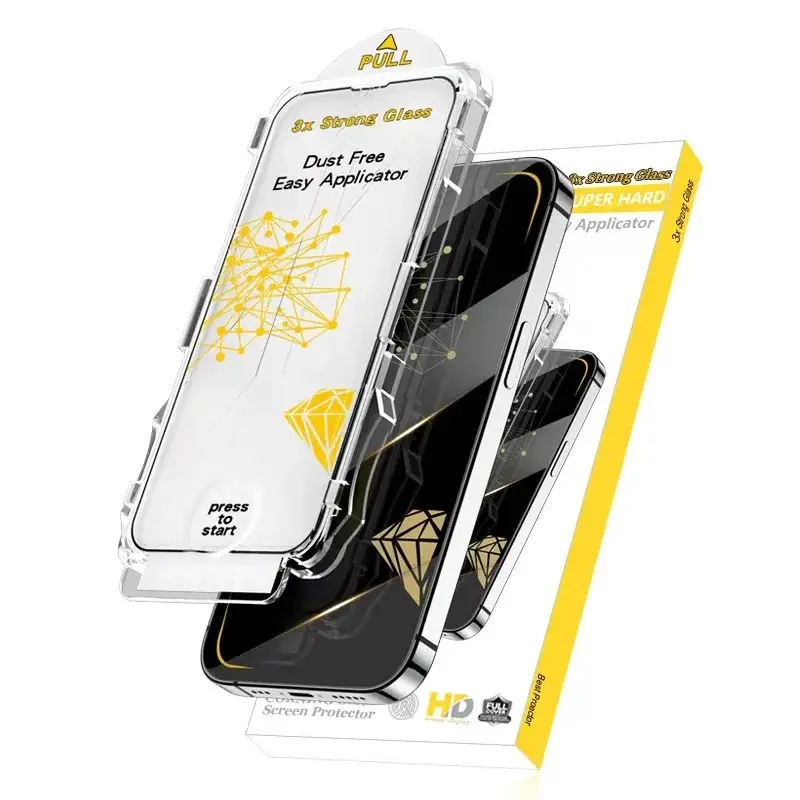 Triple reinforced 2.5D glossy silky phone screen protector, suitable for iPhone 17 privacy magic box dust sticker tempered glass phone case