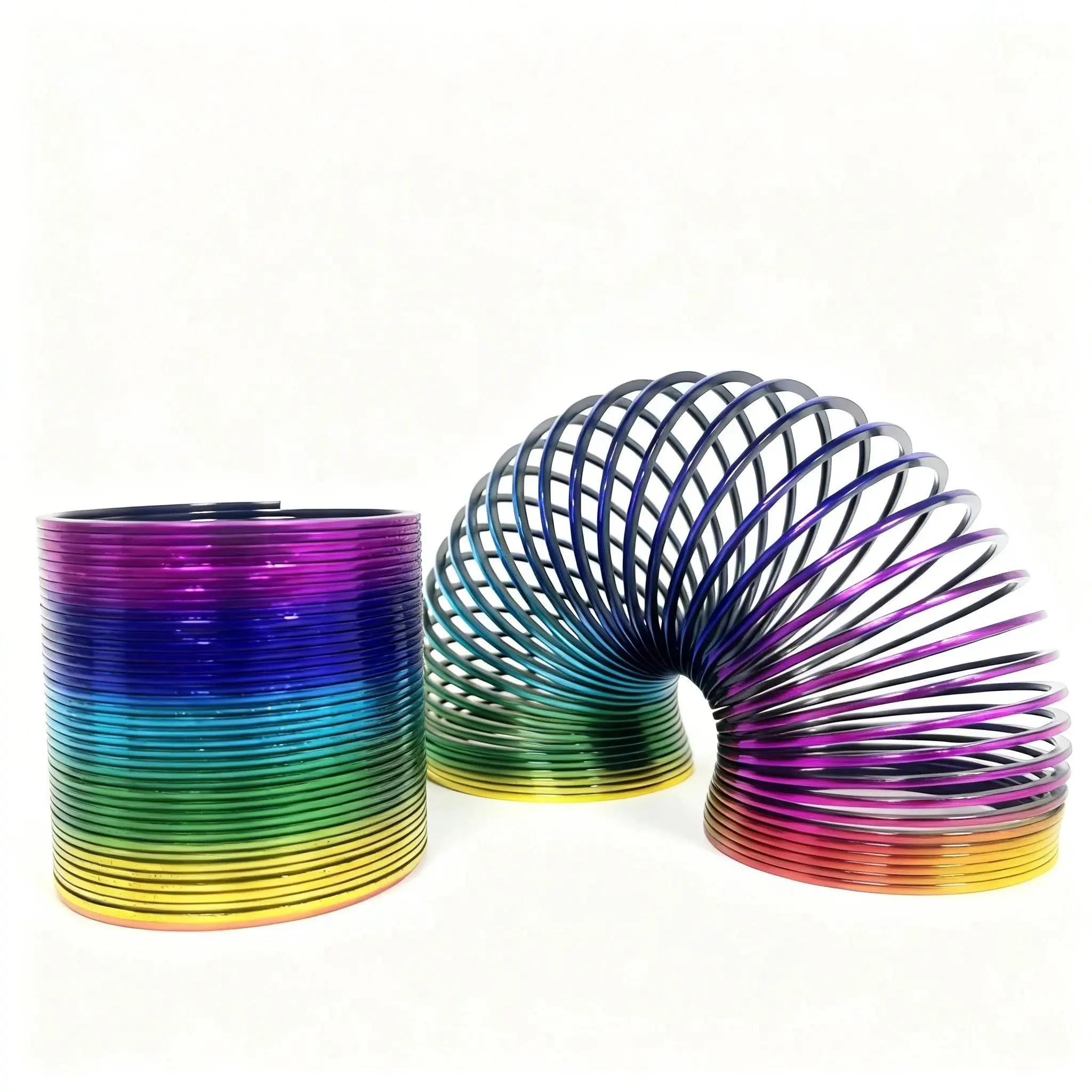 1/3/6pcs Magic Gradient Stripe Gold Foil Rainbow Slinky Spring Toy Fidget Sensory Classic Educational Coil for Kids & Adults